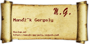 Manák Gergely névjegykártya